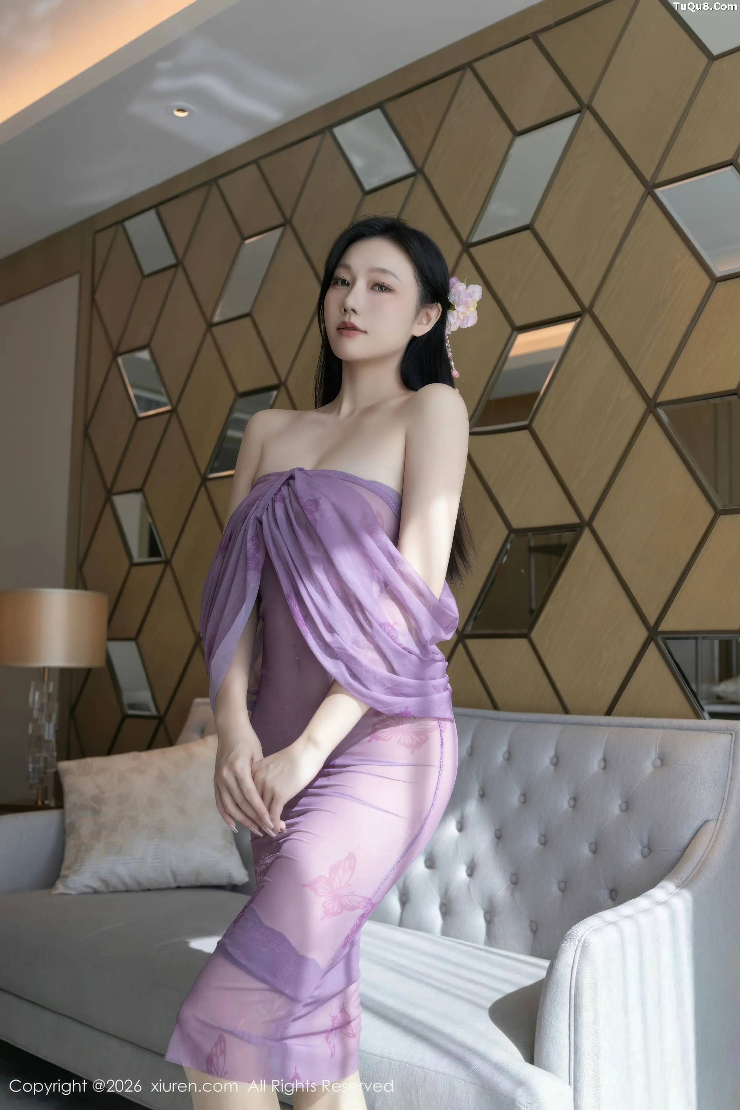 安然anran性感紫色薄纱连衣裙配超薄肉丝秀柔美身姿绝美写真-流浪吧欢乐园